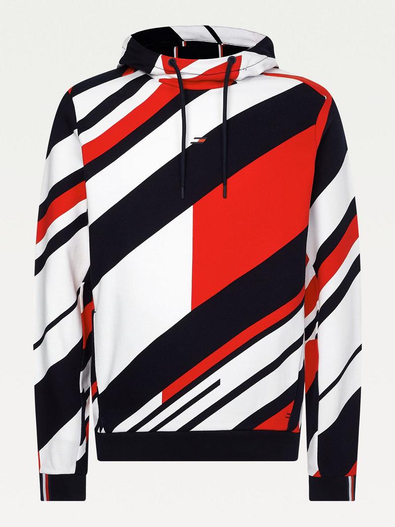 Sudadera Con Capucha Tommy Hilfiger Organic cotton diagonal flag performance Rojos Negros Blancos | MX_M31452