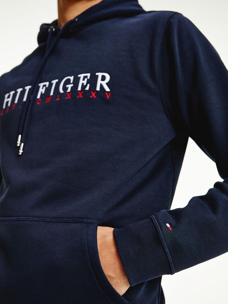 Sudadera Con Capucha Tommy Hilfiger Organic Algodon Logo Azul Marino | MX_M31453