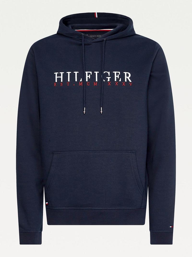 Sudadera Con Capucha Tommy Hilfiger Organic Algodon Logo Azul Marino | MX_M31453