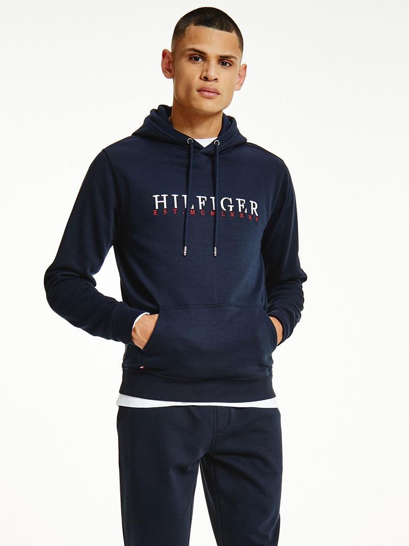 Sudadera Con Capucha Tommy Hilfiger Organic Algodon Logo Azul Marino | MX_M31453