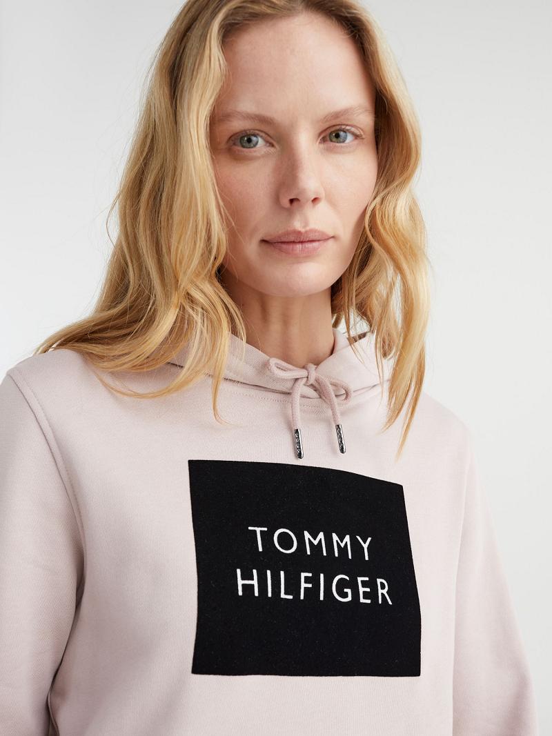 Sudadera Con Capucha Tommy Hilfiger Organic Algodon Flocked Logo Beige | MX_W21156