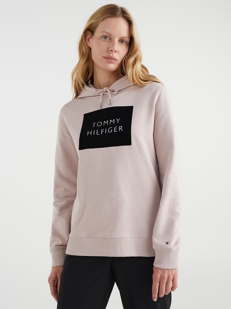 Sudadera Con Capucha Tommy Hilfiger Organic Algodon Flocked Logo Beige | MX_W21156