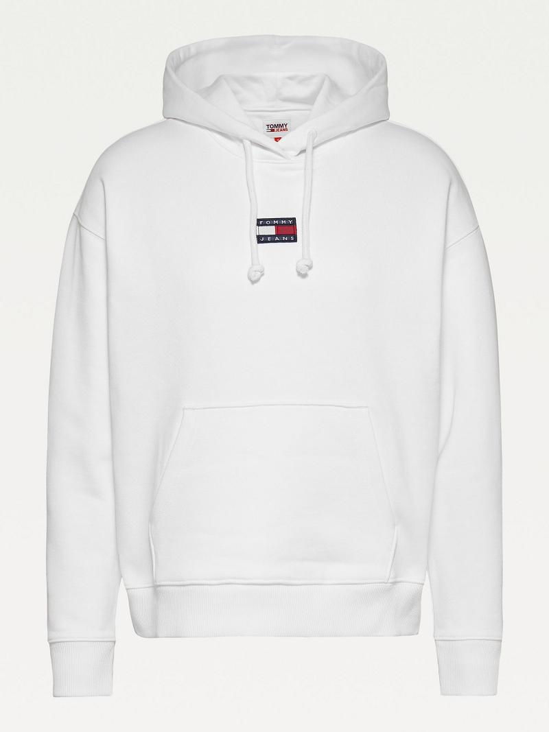 Sudadera Con Capucha Tommy Hilfiger Organic Algodon Tommy Badge Blancos | MX_W21160