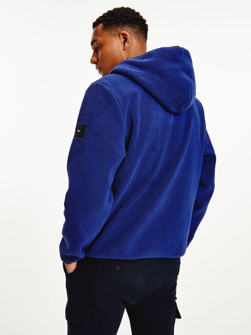 Sudadera Con Capucha Tommy Hilfiger Recycled teddy popover Azul Marino Azules | MX_M31460