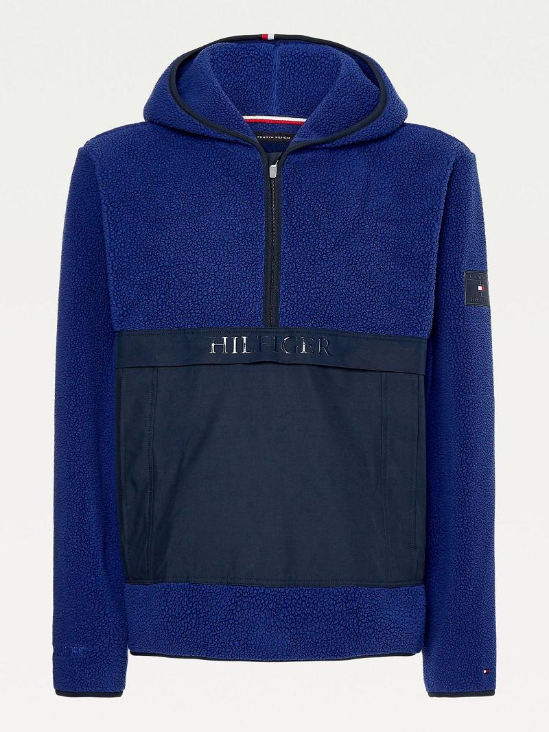 Sudadera Con Capucha Tommy Hilfiger Recycled teddy popover Azul Marino Azules | MX_M31460