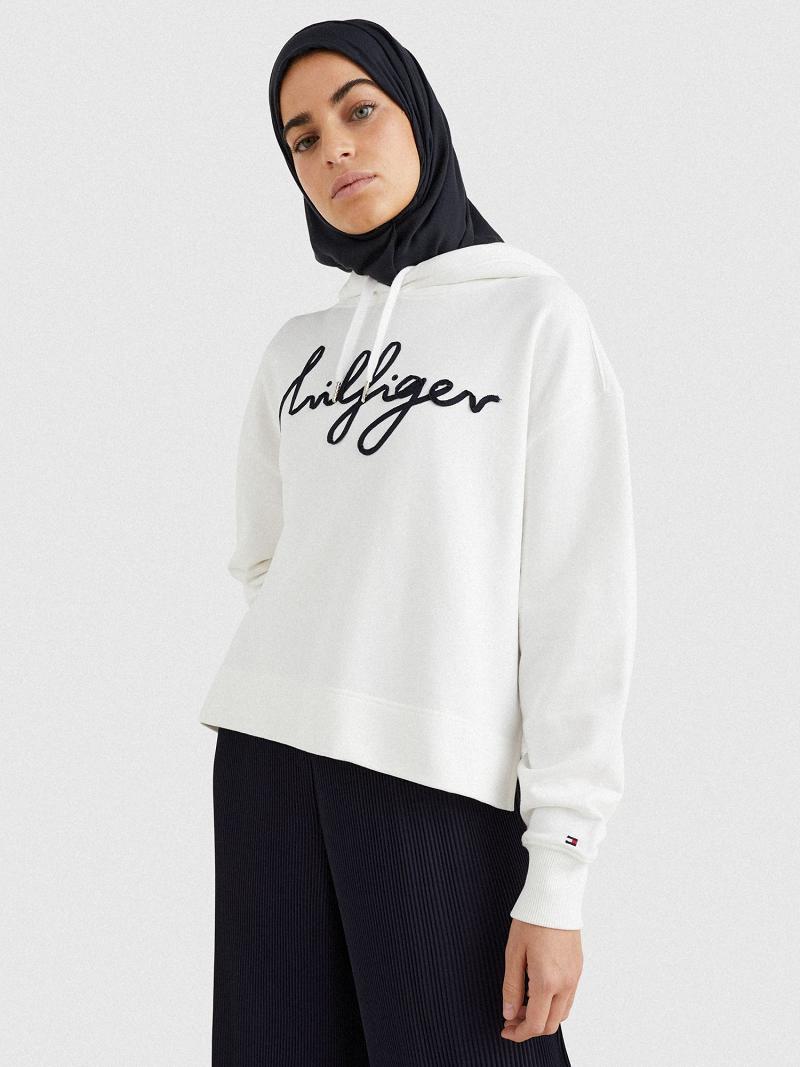 Sudadera Con Capucha Tommy Hilfiger Script Logo Blancos | MX_W21162