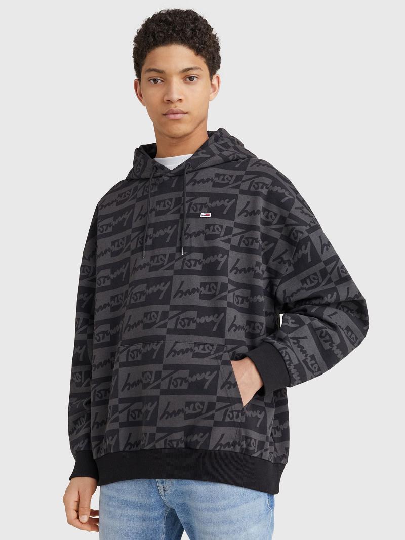 Sudadera Con Capucha Tommy Hilfiger Signature print Negros Grises | MX_M31462