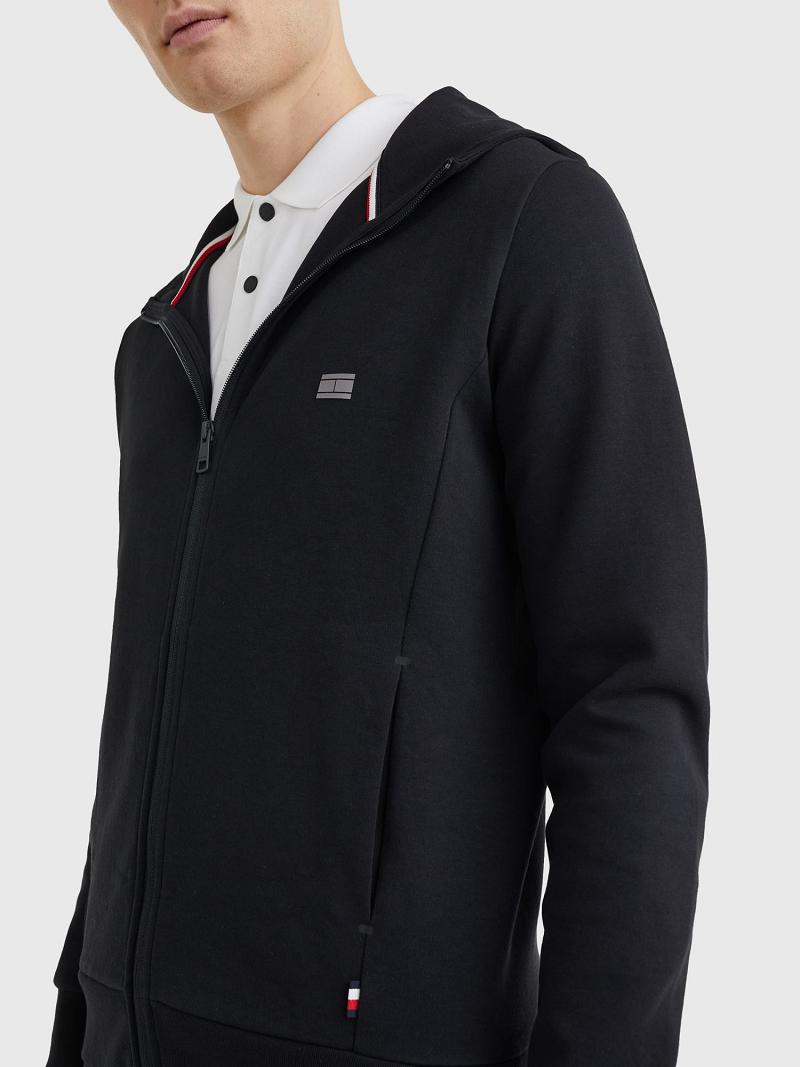 Sudadera Con Capucha Tommy Hilfiger Solid tech zip Negros | MX_M31465