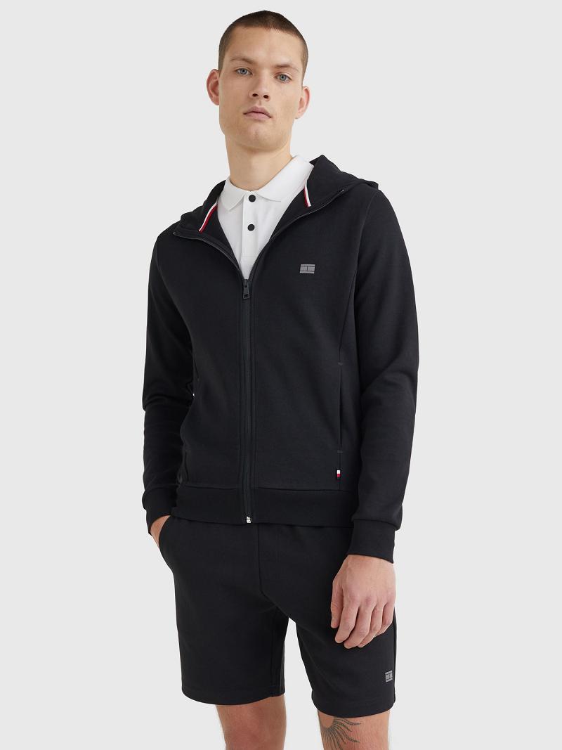 Sudadera Con Capucha Tommy Hilfiger Solid tech zip Negros | MX_M31465