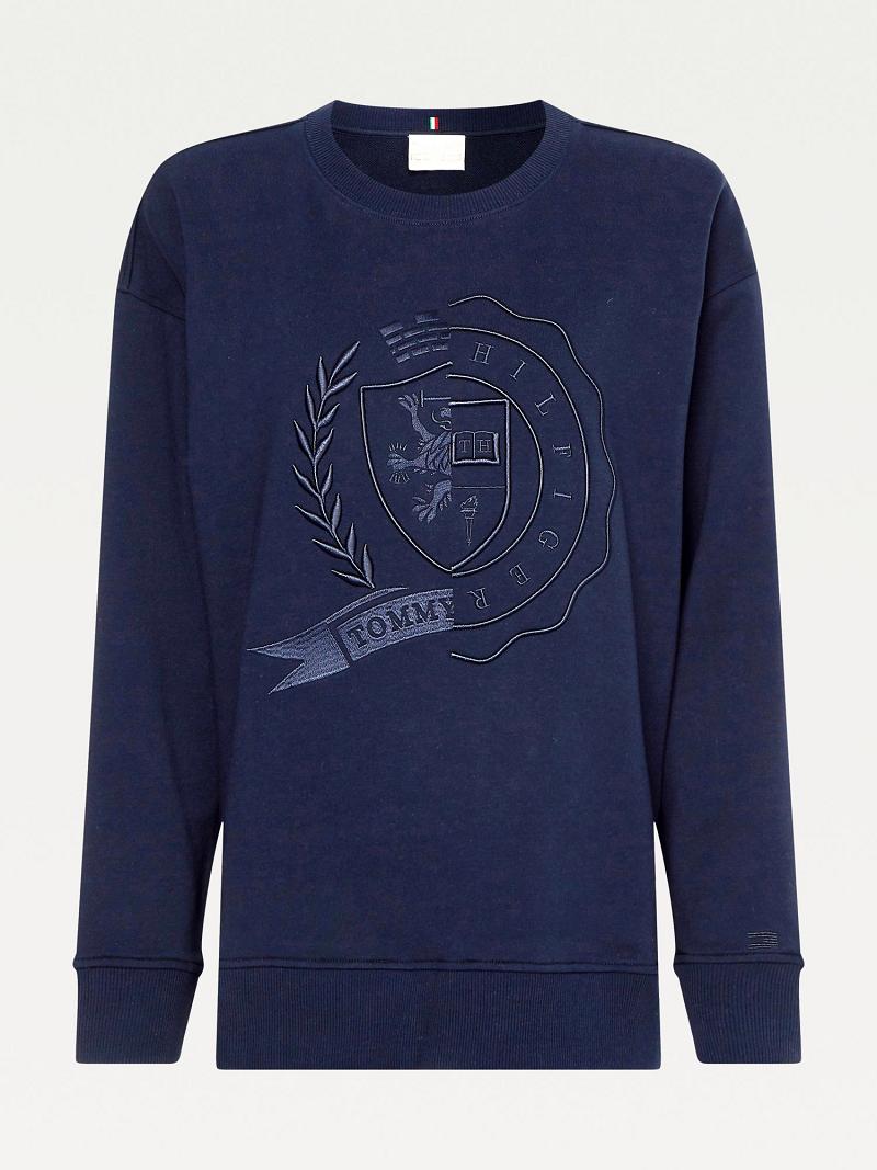 Sudaderas Tommy Hilfiger Icon Organic Algodon Crest Azules | MX_W21390