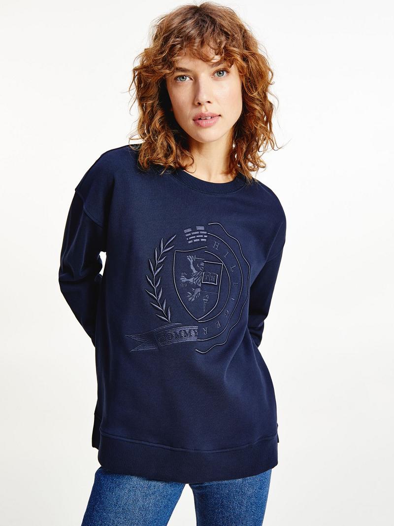 Sudaderas Tommy Hilfiger Icon Organic Algodon Crest Azules | MX_W21390