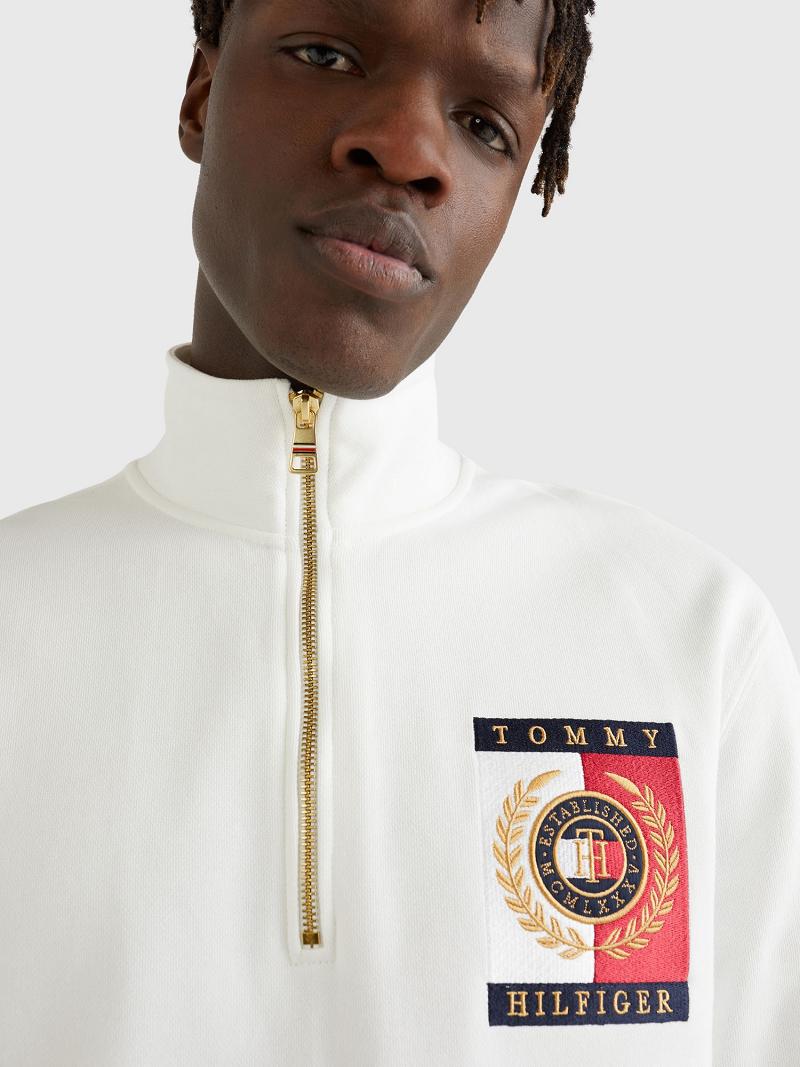 Sudaderas Tommy Hilfiger Icon square logo zip mockneck Blancos | MX_M31127