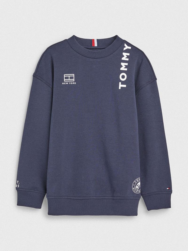 Sudaderas Tommy Hilfiger Multi Logo Azules | MX_G1205