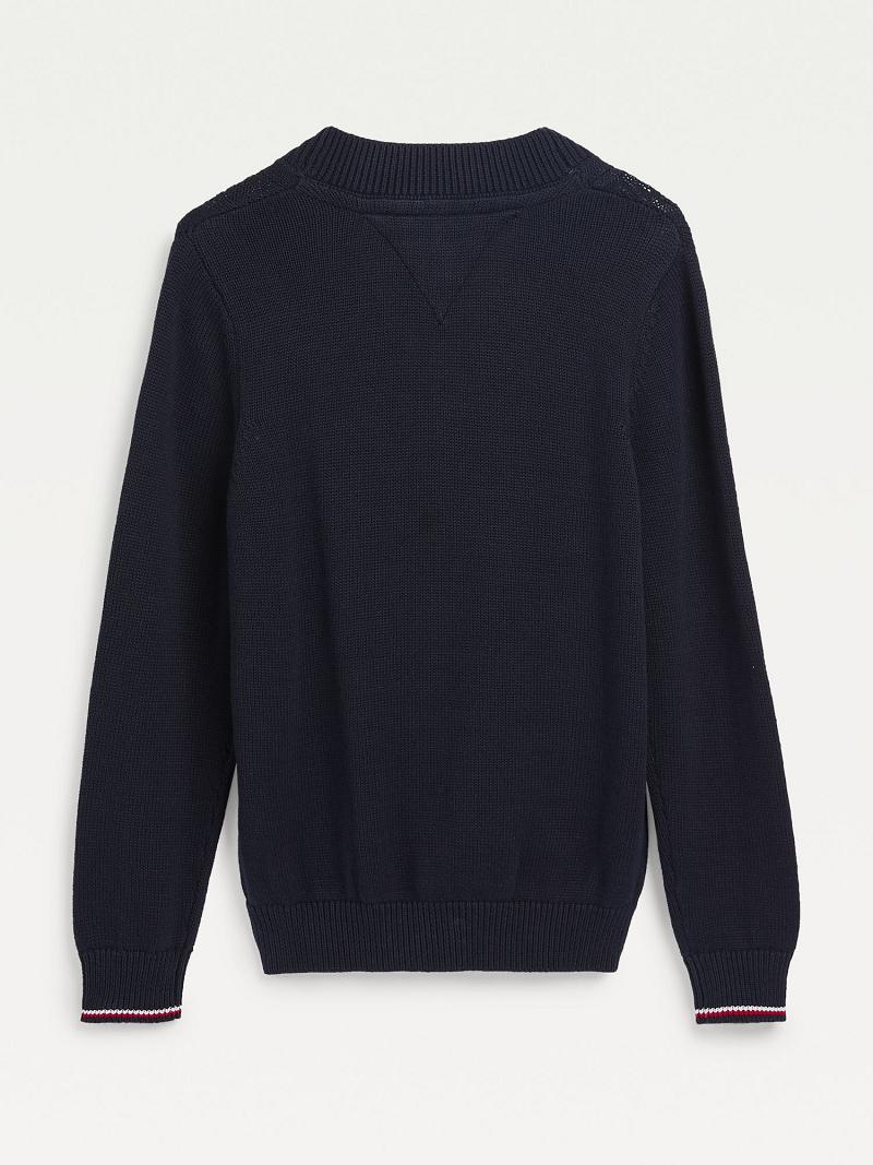 Sudaderas Tommy Hilfiger Organic Algodon Cable Cardigan Azul Marino | MX_B2136