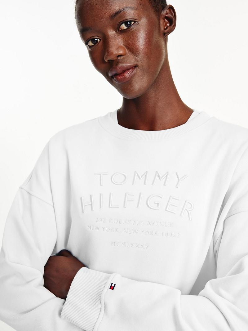 Sudaderas Tommy Hilfiger Organic Algodon Embroidered Logo Blancos | MX_W21396