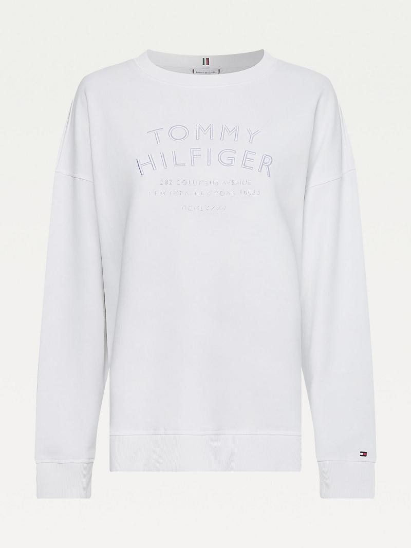 Sudaderas Tommy Hilfiger Organic Algodon Embroidered Logo Blancos | MX_W21396