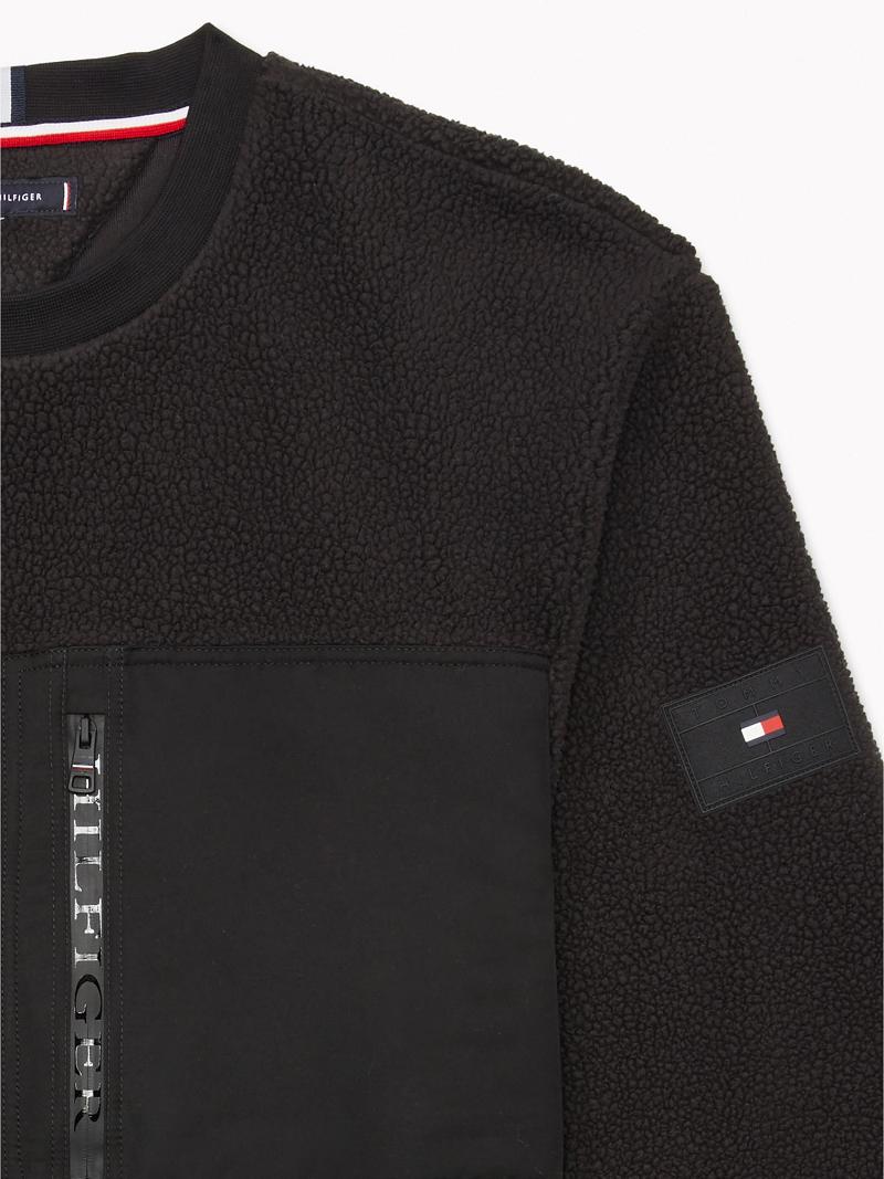 Sudaderas Tommy Hilfiger Recycled teddy crewneck Negros | MX_M31133