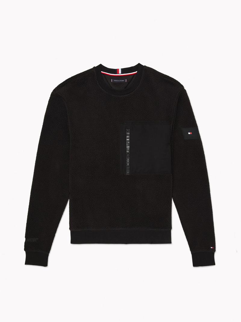 Sudaderas Tommy Hilfiger Recycled teddy crewneck Negros | MX_M31133