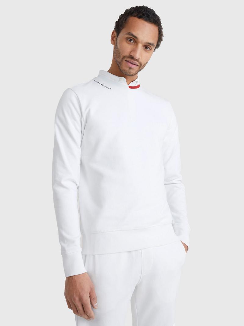 Sudaderas Tommy Hilfiger Signature collar Blancos | MX_M31134