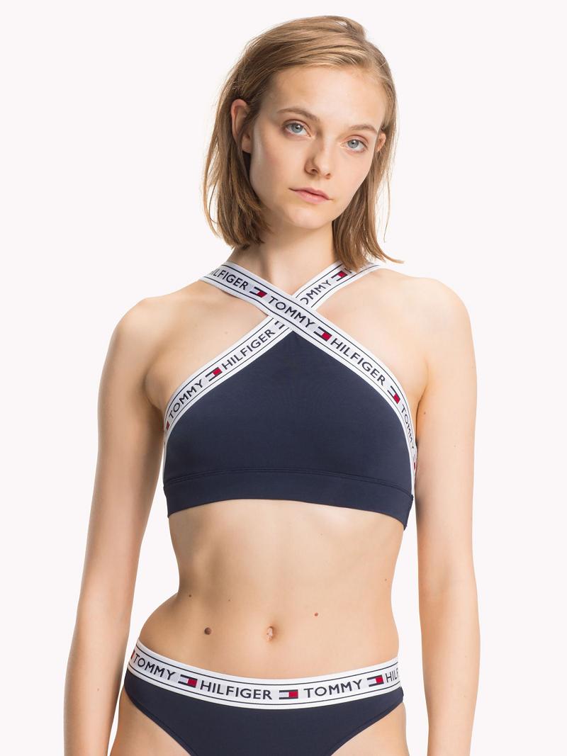 Sujetadores Tommy Hilfiger Cross Halter Logo Azul Marino | MX_W21514