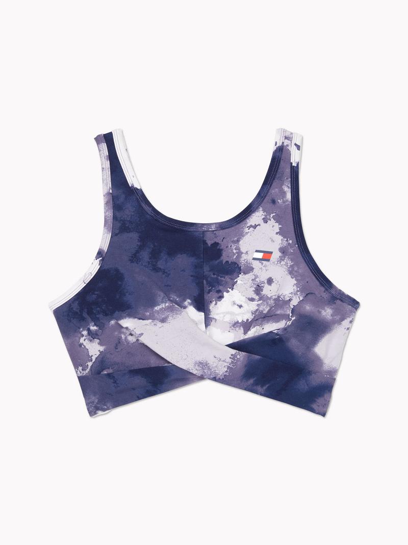 Sujetadores Tommy Hilfiger Essential Watercolor Print Sports Azules | MX_W21520