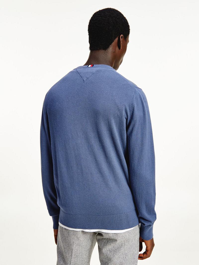 Suéteres Tommy Hilfiger Algodon cashmere crewneck Azules | MX_M31155