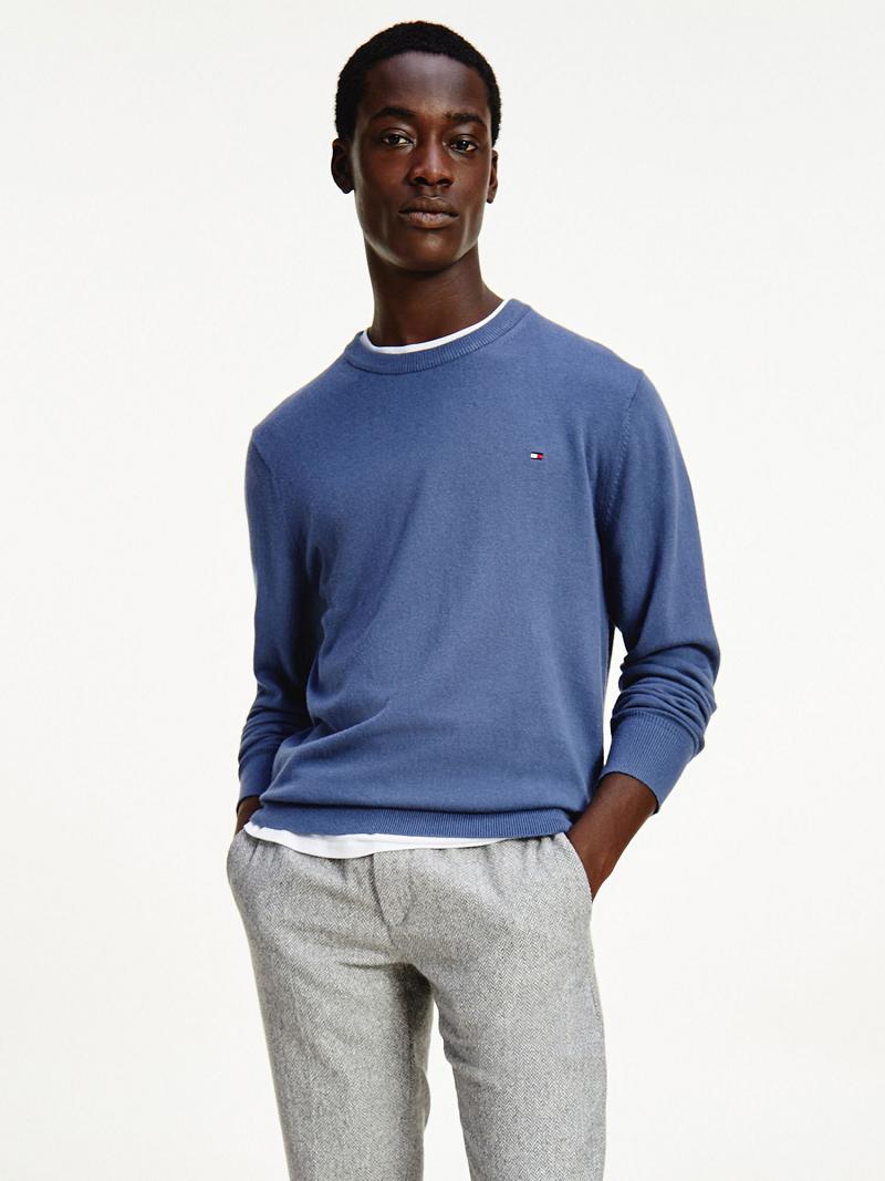 Suéteres Tommy Hilfiger Algodon cashmere crewneck Azules | MX_M31155