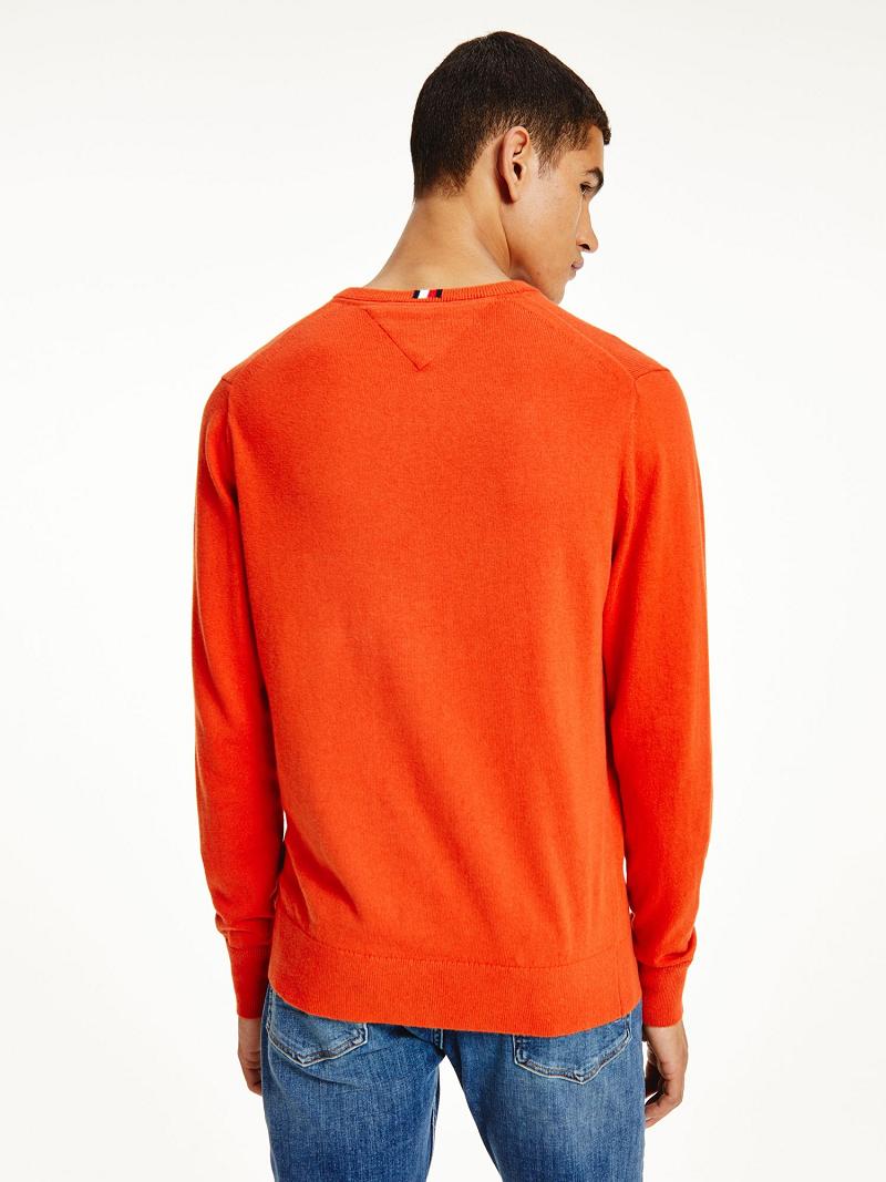 Suéteres Tommy Hilfiger Algodon cashmere v-neck Naranjas | MX_M31156