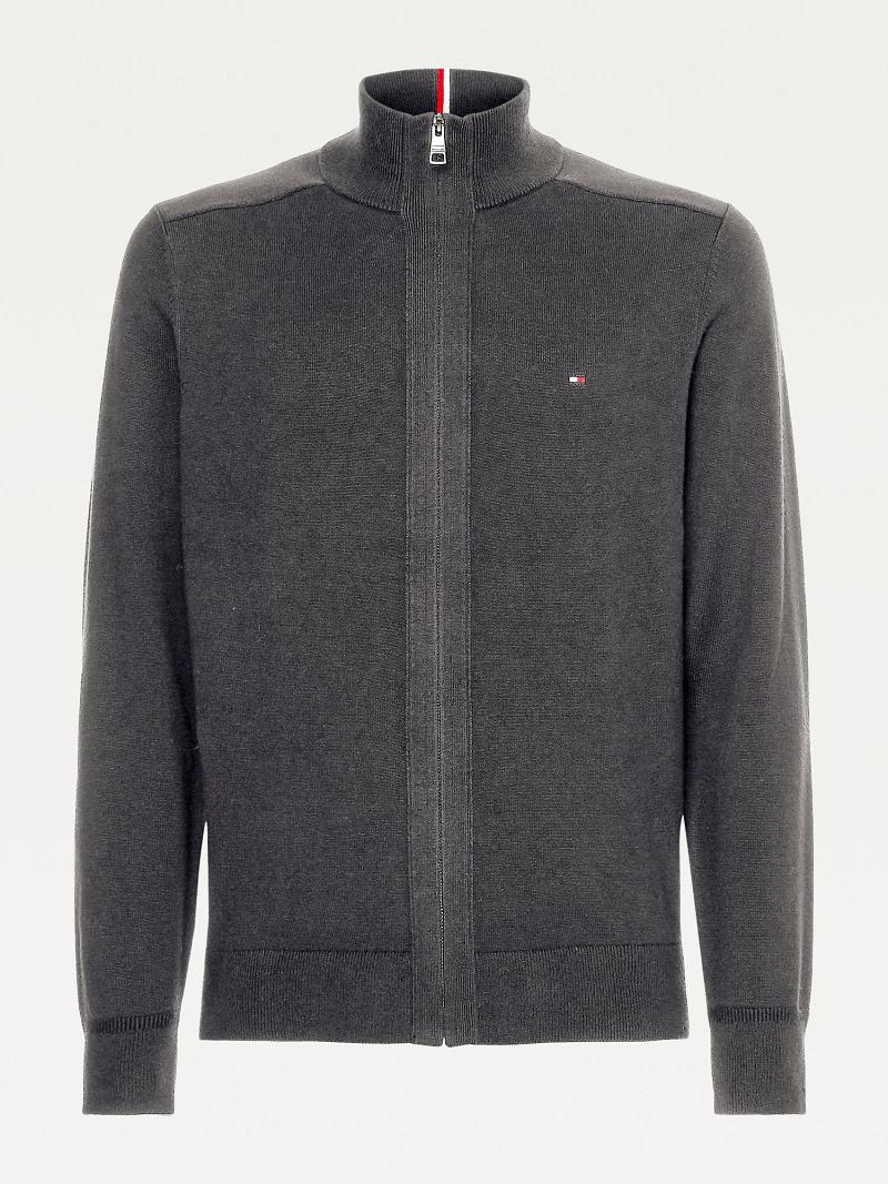 Suéteres Tommy Hilfiger Algodon cashmere zip cardigan Grises | MX_M31157