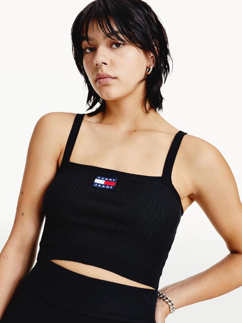 Suéteres Tommy Hilfiger Badge Tank Top Negros | MX_W21340