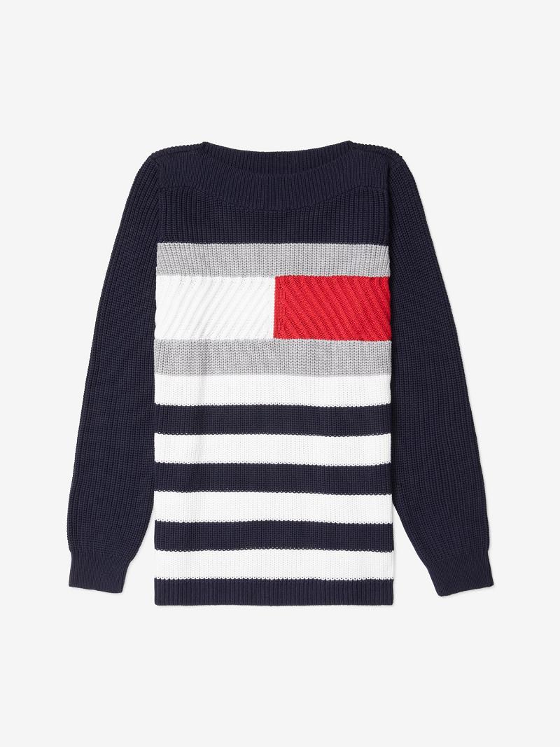 Suéteres Tommy Hilfiger Essential Cable-Knit Flag Azul Marino | MX_W21345