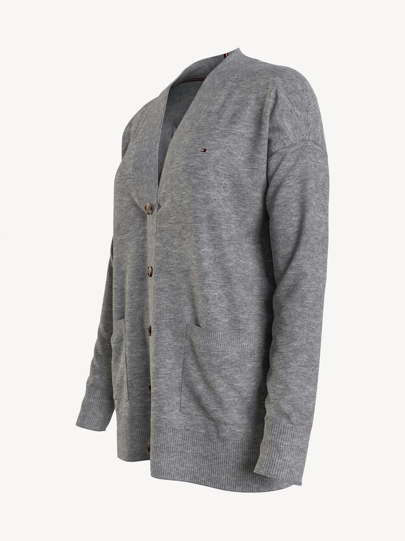 Suéteres Tommy Hilfiger Essential Solid Cardigan Grises | MX_W21350