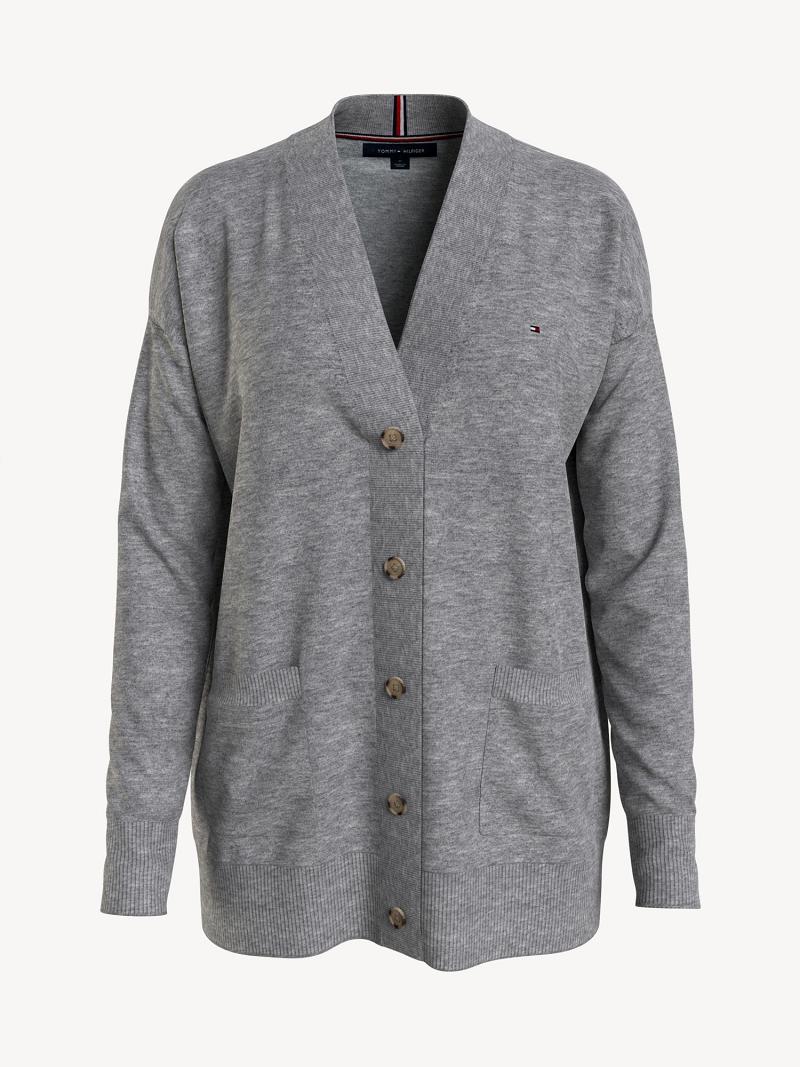 Suéteres Tommy Hilfiger Essential Solid Cardigan Grises | MX_W21350