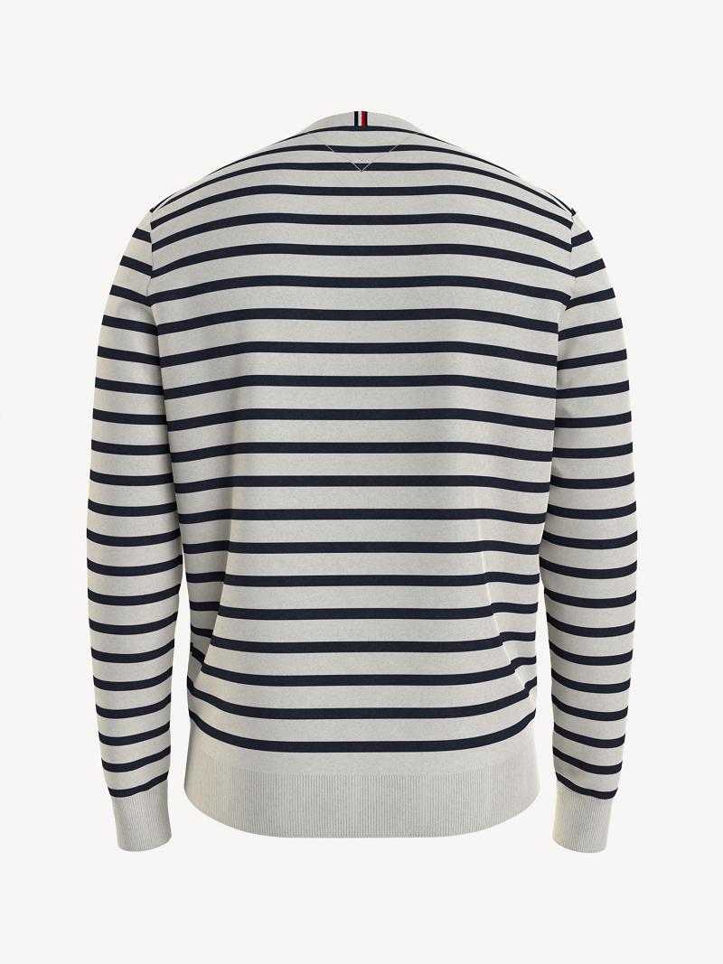 Suéteres Tommy Hilfiger Essential Stripe Blancos Azul Marino | MX_M31163