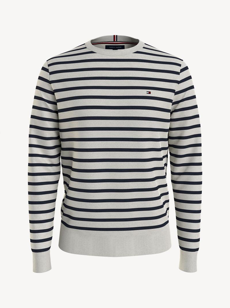 Suéteres Tommy Hilfiger Essential Stripe Blancos Azul Marino | MX_M31163