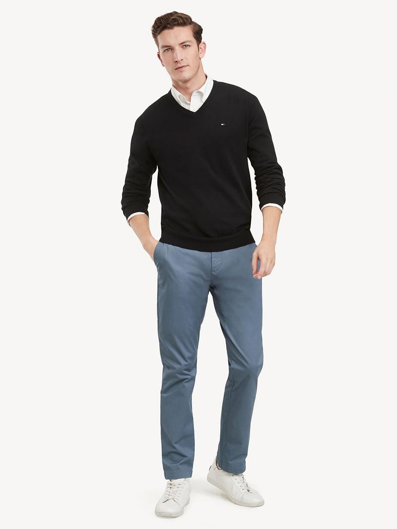 Suéteres Tommy Hilfiger Essential V-Neck Negros | MX_M31166