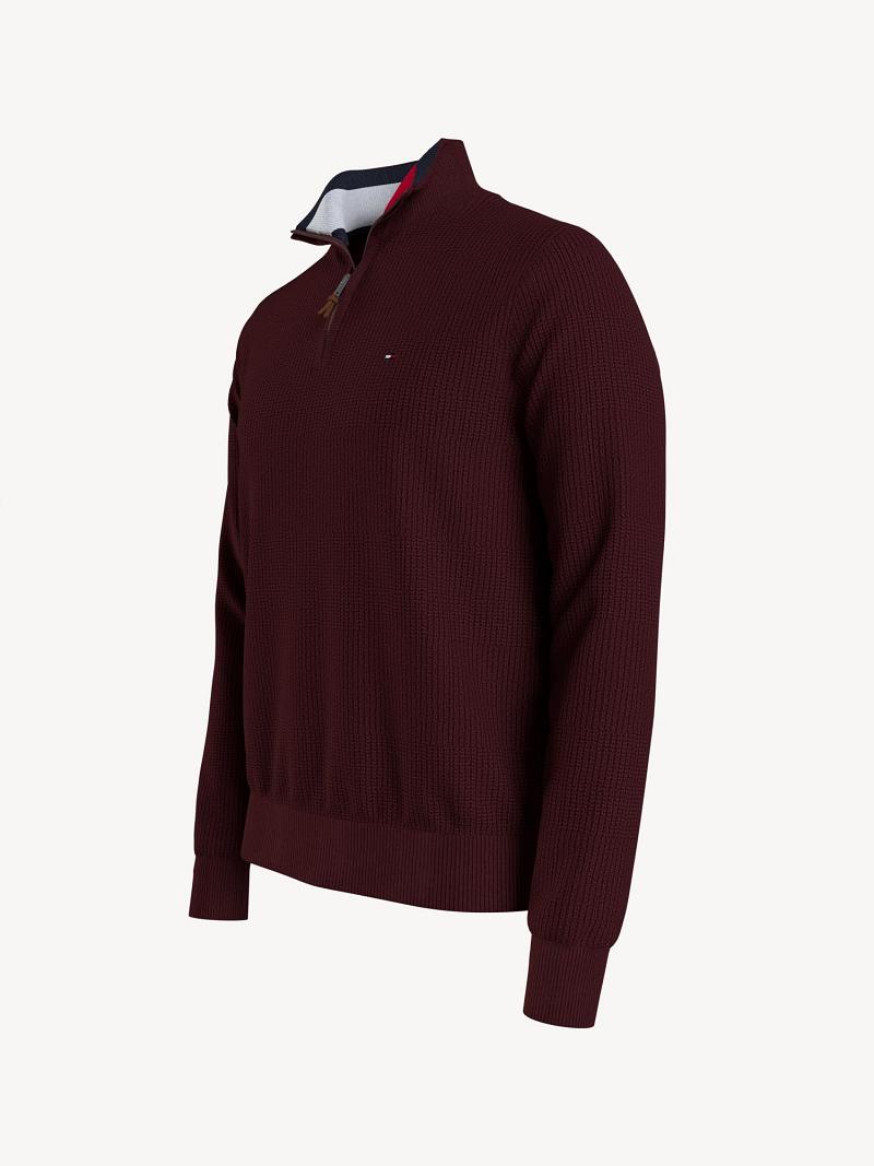 Suéteres Tommy Hilfiger Essential solid quarter-zip Vino | MX_M31162