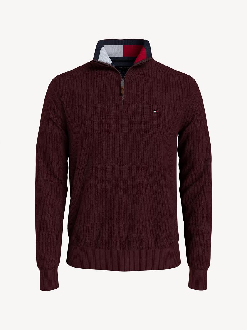 Suéteres Tommy Hilfiger Essential solid quarter-zip Vino | MX_M31162