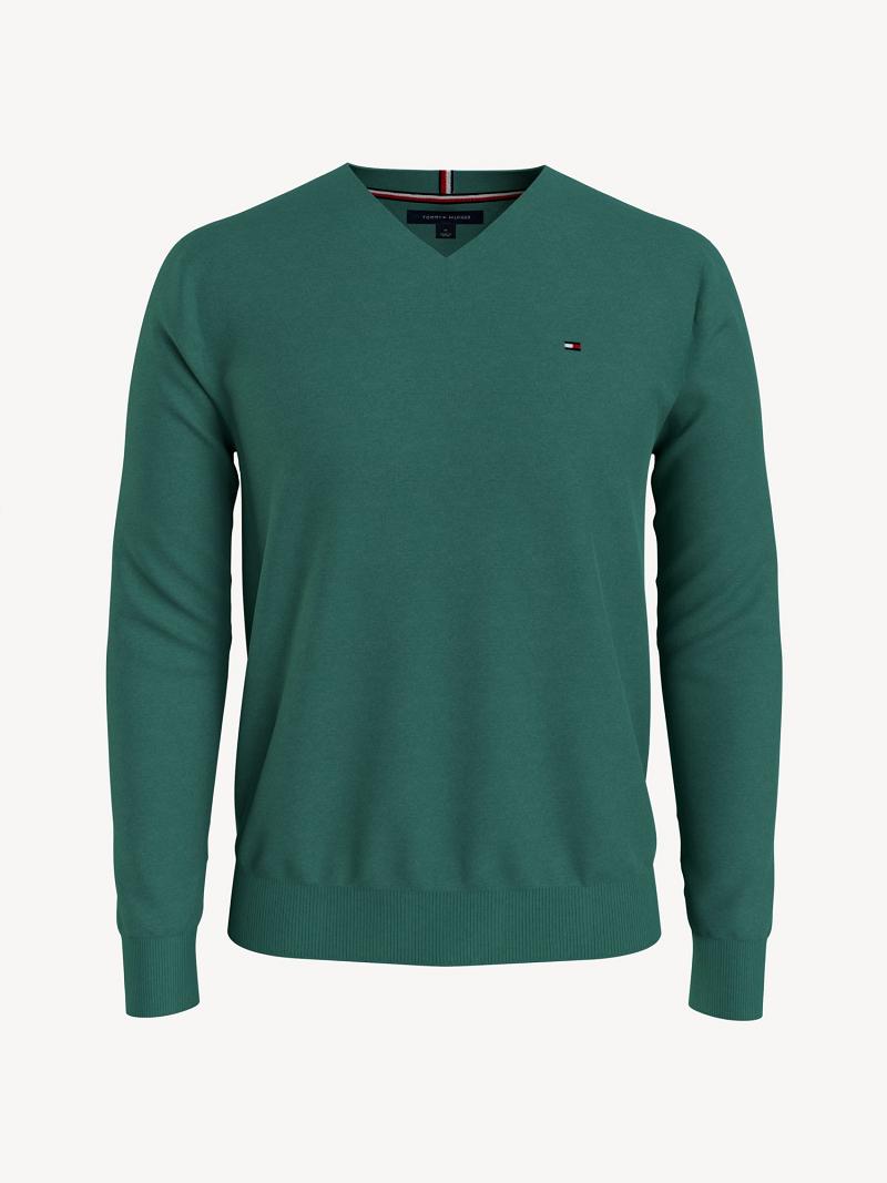 Suéteres Tommy Hilfiger Essential tonal v-neck Verdes | MX_M31165