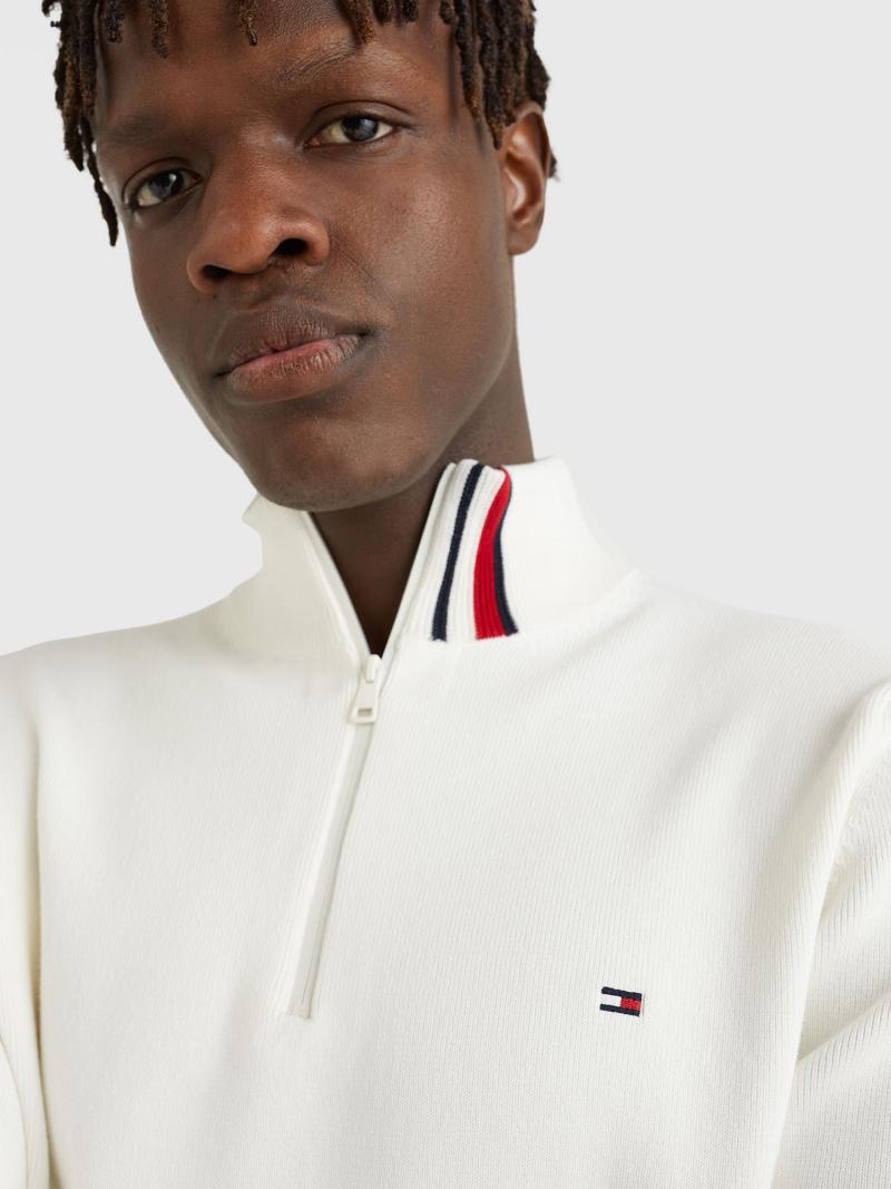 Suéteres Tommy Hilfiger Half-zip mockneck Blancos | MX_M31167