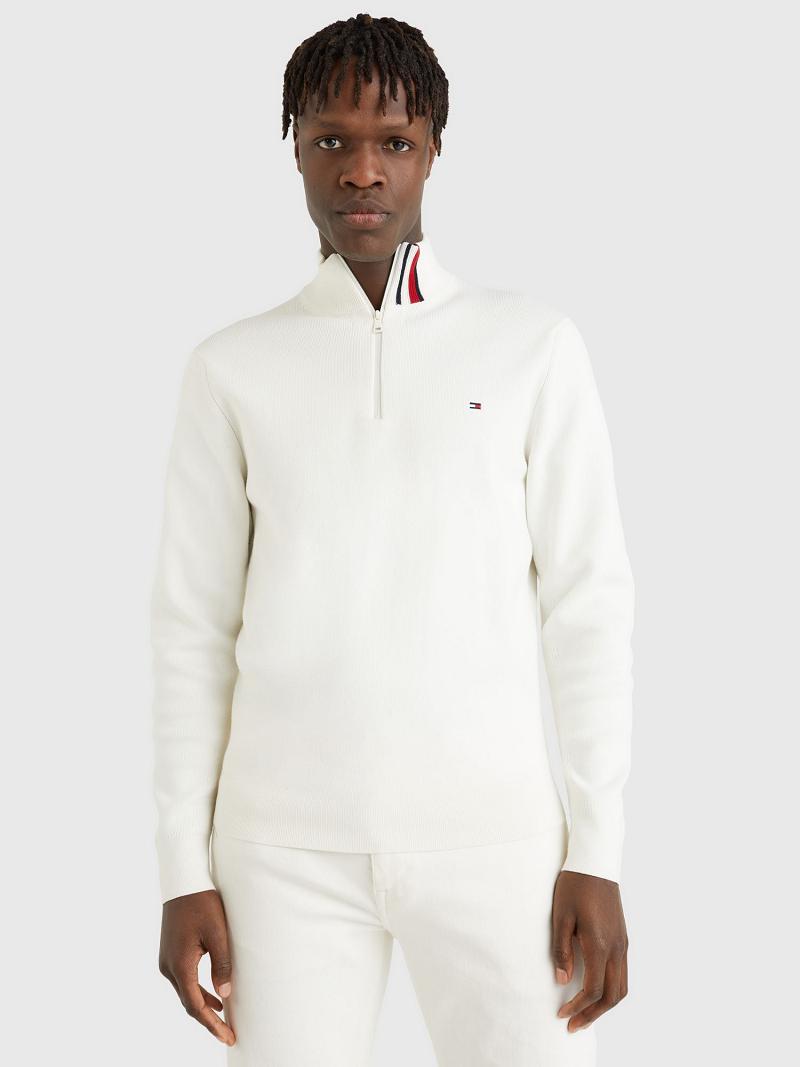 Suéteres Tommy Hilfiger Half-zip mockneck Blancos | MX_M31167