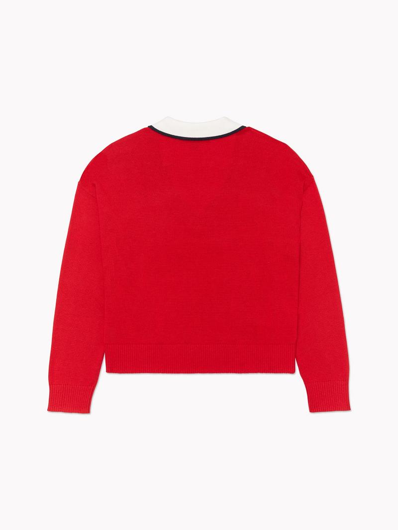 Suéteres Tommy Hilfiger Johnny-Collar Rojos | MX_W21355