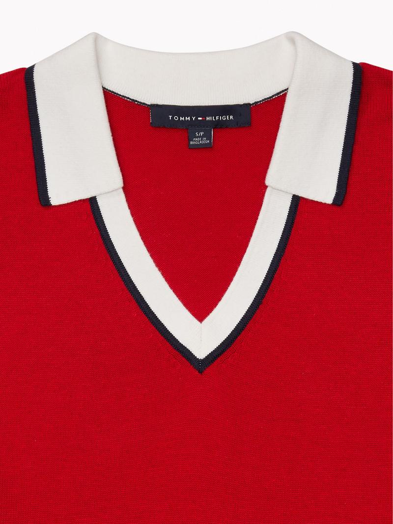 Suéteres Tommy Hilfiger Johnny-Collar Rojos | MX_W21355