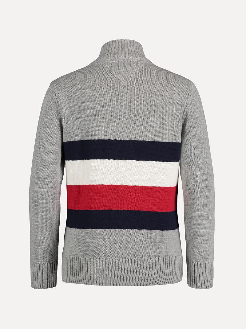 Suéteres Tommy Hilfiger Little Flag Quarter-Zip Grises | MX_B2113