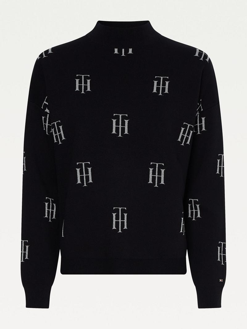 Suéteres Tommy Hilfiger Monogram Mock Neck Negros | MX_W21359