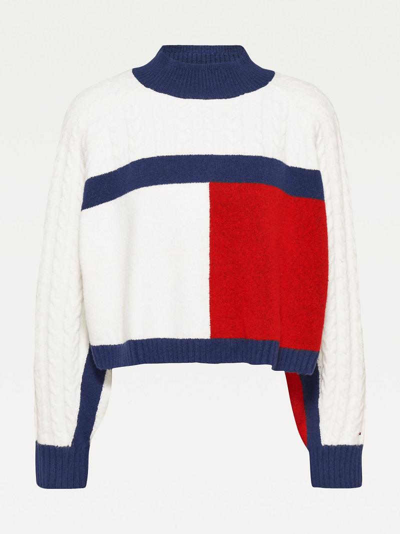 Suéteres Tommy Hilfiger Recycled Flag Azul Marino Multicolor | MX_W21361