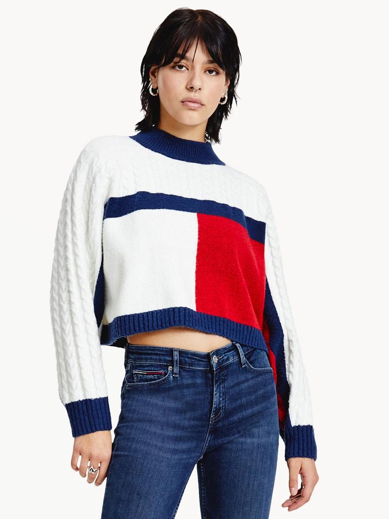 Suéteres Tommy Hilfiger Recycled Flag Azul Marino Multicolor | MX_W21361