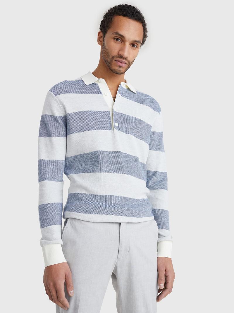 Suéteres Tommy Hilfiger Regular fit rugby stripe Grises Azules | MX_M31172