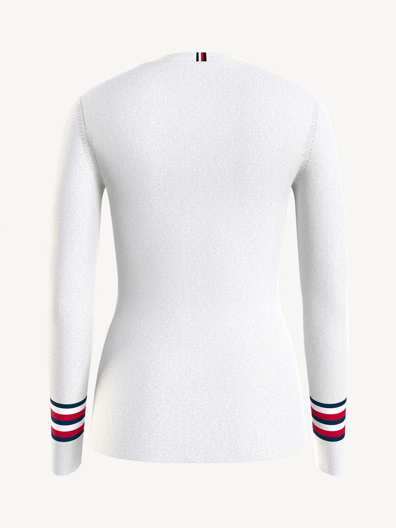 Suéteres Tommy Hilfiger Signature Stripe Logo Blancos | MX_W21366