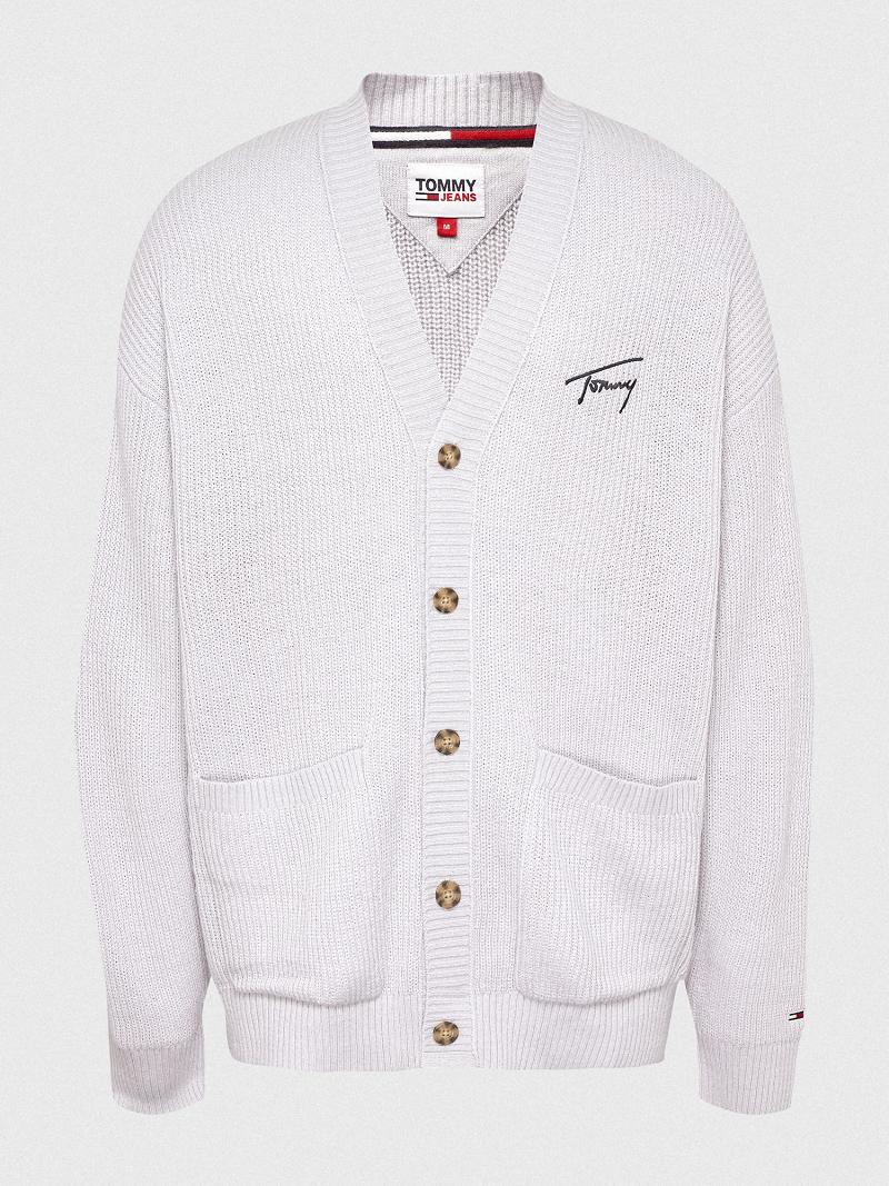 Suéteres Tommy Hilfiger Solid oversized signature cardigan Grises | MX_M31173